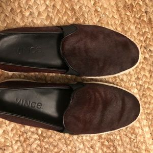 Vince Oxblood Fur Slip ons